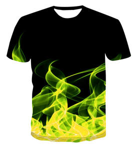 Men's Short Sleeve O-Neck T-<b>Shirt</b> With Abstract <b>Flame</b> Print Breathable Knitted Polyester Casual Regular Fit - Product Image 2