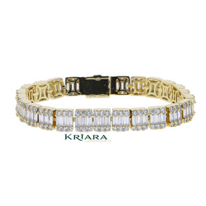 Bracelet Tennis en Moissanite Plaqué Or 18K, Argent 925, Taille Baguette, Sertissage Canal, Géométrique, Luxe, Bijoux Unisexe - Product Image 1