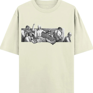 T-shirt graphique oversize pour homme, col rond, manches courtes, imprimé croix d'ange, streetwear décontracté, vente en gros, vêtements de mode personnalisés - Product Image 1