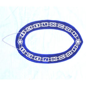 Collier de maçonnerie en argent avec chaîne de la Loge Bleue et doublure en velours bleu, orné de bijoux en argent - Product Image 1