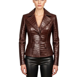 Veste en cuir gaufré de haute qualité pour femmes avec design respirant, léger et écologique en tricot - Product Image 4