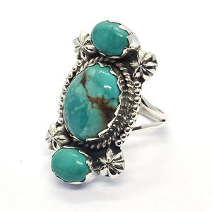แหวนสไตล์โบฮีเมียนประดับเทอร์ควอยซ์ งานแฮนด์เมดขายส่ง แหวนสวยงามสำหรับสาวๆ แหวนพลอยทำมือจากเมืองชัยปุระ - Product Image 1