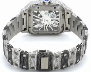 Iced Skeleton Limited Edition Coin <b>Watch</b> Silver Black Diamond Bezel Square Automatic Mechanical Luxury Hip Hop <b>Men</b> Bling <b>Watch</b> - Product Image 4