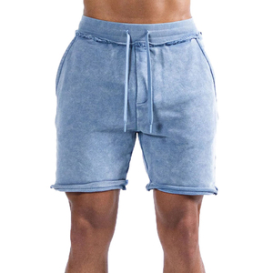 Pantalones Cortos de Algodón Desgastado de Lujo OEM Personalizados, Diseño de Doble Cintura, Logotipo Bordado, Dobladillo Tejido, Marca Privada, Ropa Urbana - Product Image 1