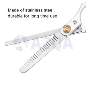 Ciseaux à effiler les cheveux en acier inoxydable de 15,5 cm avec vis réglable à 24 dents et finition argentée pour usage en salon de coiffure - Product Image 5