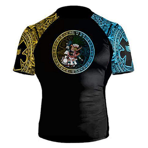 เสื้อรัดกล้ามเนื้อแขนสั้นสีดำแดงสำหรับผู้ชาย แห้งเร็ว พิมพ์ลาย สำหรับฝึกซ้อม MMA BJJ - Product Image 4