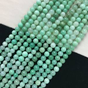 Perles rondes lisses en chrysoprase de qualité AA certifiées IGI 100% naturelles, 6mm-8mm, couleur vert pierre, Fire Vivaaz Gems Jaipur - Product Image 4