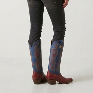 Botas Vaqueras de Cuero para Mujer con Bordado Artístico, Botas Vaqueras Occidentales de Cuero para Dama, Fabricante OEM de Botas Vaqueras de Cuero para Mujer - Product Image 3