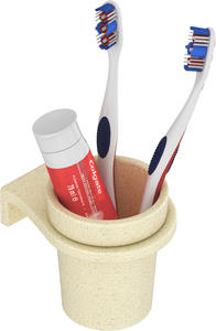 Gobelet en verre rond avec support mural, élégant porte-brosse à dents circulaire et support métallique robuste pour lavabo de salle de bain - Product Image 2