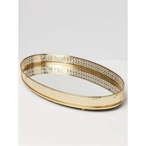 Ensemble de plateaux décoratifs en verre doré de luxe, organisateur de parfums et de bijoux en métal octogonal, décoration de centre de table de mariage, décoration de table basse - Product Image 3