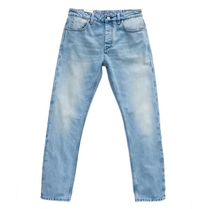 Men's Trendy Solid Medium Blue Denim <b>Jeans</b> Ripped Knee Distressed Details High Breathable <b>Elastic</b> Woven Urban Fashion Spring - Product Image 5