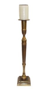 Candelabro de aluminio y latón con relieve antiguo, soporte de vela de diseño clásico indio, hecho a mano, largo, para suelo - Product Image 5