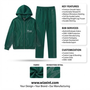ชุดวอร์มมีฮู้ดสีเขียว WIZE INTERNATIONAL แขนยาว ปิดด้วยซิป สีพื้น ระบายอากาศได้ดี สำหรับผู้ใหญ่ ใส่ได้ทั้งชายและหญิง เหมาะสำหรับฤดูใบไม้ร่วง - Product Image 6