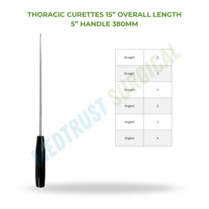 Curetas Torácicas de 15 Pulgadas (380 mm), Instrumento de Cirugía de Columna Vertebral para Extracción de Discos Torácicos y Curetaje Espinal - Product Image 2