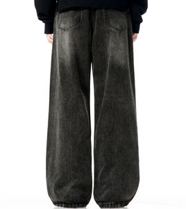 Jeans Baggy Homme Sur Mesure de Haute Qualité, Style Vintage Délavé à l'Acide, Coupe Droite Ample, Grande Taille, en Denim - Product Image 3