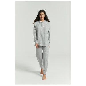 Ensemble deux pièces streetwear personnalisé de haute qualité pour femme : sweat à capuche zippé uni à manches longues et pantalon de survêtement ample à jambes larges - Product Image 4