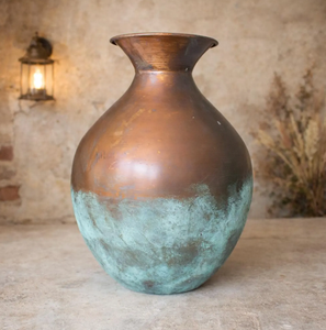 Wholesale Traditional Indian Metal <b>Vase</b> Decorative Antique Finish <b>Copper</b> Flower <b>Vase</b> Metal Crafts for Living Room Decoration - Product Image 1
