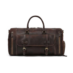 Sacs de voyage en cuir personnalisables, vente en gros OEM, sacs de week-end ajustables, sacs de voyage en cuir véritable de haute qualité - Product Image 1