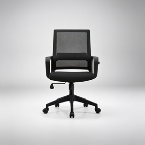 Chaise de bureau ergonomique moderne en maille, hauteur réglable, accoudoirs fixes, structure en acier, base pivotante, dossier ouvert noir pour - Product Image 1