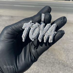Customized Iced VVS Moissanite Letter <b>Pendant</b> Hip Hop Luxury <b>Initial</b> Double Layer 925 <b>Silver</b> Gold Plated Certified - Product Image 3