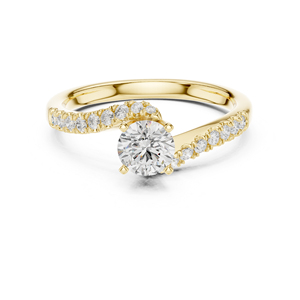 แหวนหมั้นเพชรทรงกลมเพาะเลี้ยงในห้องปฏิบัติการทองคำขาว 14K สำหรับผู้หญิง |   เพชรที่เพิ่งเพาะเลี้ยง - Product Image 3