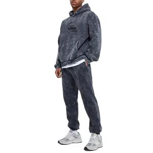 ชุดวอร์มผ้าฝ้าย100% ซักด้วยกรดชุดวอร์มผ้ามีฮู้ดทรงถุงน้ำหนักมากชุดกางเกงวิ่งจ็อกเกอร์ผู้ผลิตเสื้อผ้า - Product Image 1