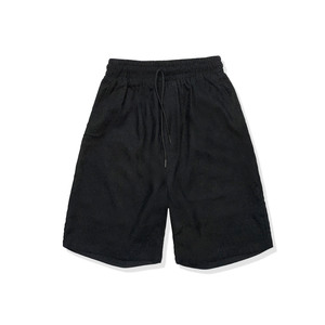 Shorts d'entraînement décontractés mi-taille 100 % polyester effet laine pour l'été, boxe, Muay Thai, combat, avec fermeture élastique, motif uni - Product Image 3