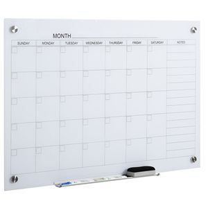 Pianificatore mensile senza cornice per il calendario della lavagna in vetro cancellabile a secco da 35 "x 23" per l'home Office con pennarelli e gomma - Product Image 1