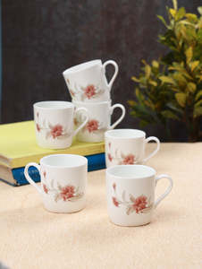 Floral Ceramic <b>Mug</b> <b>Set</b> Classic Design for Afternoon Tea with Heat Resistant Feature NEHA ENTERPRISES NE-8567 Dishwasher Safe - Product Image 1