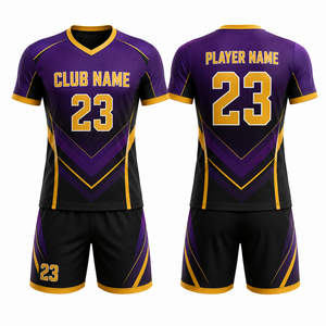 Camiseta de Voleibol Unisex Personalizada, Morado, Negro y Dorado, Sublimada, Transpirable, Uniforme de Equipo, Talla Adulto - Product Image 1