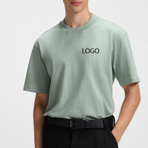 T-shirt basique uni pour homme avec logo personnalisé, en coton écologique, pour un look décontracté et tendance en été. - Product Image 1