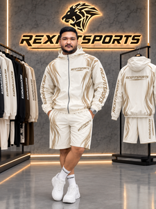 REXFIT SPORTS 2026 Ensemble de survêtement unisexe personnalisé en nylon crème, veste zippée intégrale et pantalon de jogging, léger, pour le sport, la gym, l'entraînement et le streetwear - Product Image 4