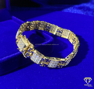 Fine High Quality Jewelry Iced Out Moissanite Diamond Gold Plated 925 Silver Micro Paving Tennis Chain Bracelets for <b>Men</b> - Product Image 4