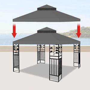 10x10 Ft Outdoor Patio Double Tiered Gazebo <b>Tent</b> Roof Top Cover Only Replacement Canopy for Existing <b>Frame</b> Pergola Not Included - Product Image 3
