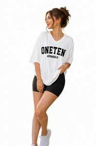 เสื้อยืดผู้หญิง ONE TEN Apparels รุ่นซัมเมอร์ สีกรมท่า ผ้าฝ้ายนุ่ม สวมใส่สบาย แขนสั้น ระบายอากาศได้ดี คุณภาพสูง สามารถสกรีนโลโก้ได้ น้ำหนัก 180 กรัม - Product Image 2