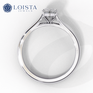 แหวนหมั้นเพชรแท้ทรงมาร์คีส์แพลตตินั่มสำหรับผู้หญิง LOISTA ได้รับการรับรองจาก GIA สี D สไตล์คลาสสิก - Product Image 5