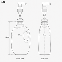 Bouteille de shampoing en PE de 2,1 L, couleur personnalisée, forme cylindrique, pompe à pression, emballage cosmétique, estampage à chaud doré, impression sérigraphique, OEM ODM