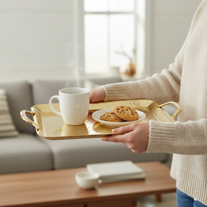 Bandeja de Metal Chapada en Oro de Lujo, Elegante Plato Rectangular para Servir, Decoración del Hogar, Bodas y Mesa de Café, Tienda de Regalos - Product Image 5