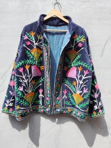 Chaqueta Vaquera Bordada a Mano con Flores, Cuello Chal, Manga Larga, Estilo Prairie Chic para Mujer, Primavera, Corte Corto, Regalo para Ella - Product Image 5