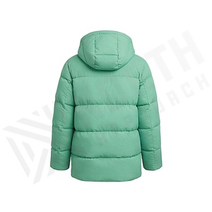 Hooded Quilted Waterproof <b>Bubble</b> Jacket Black Full Sleeve Winter Windproof Cotton Shell Knitted Fabric Polyester Filling Stand - Product Image 3