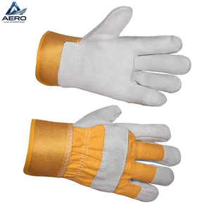 Multi-Purpose Industrial Utility Heavy-Duty Newest With Flexible Yellow Canvas Back Premium Quality Split Leather Work <b>Gloves</b> - Product Image 3