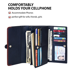 Cartera Larga de Cuero Genuino Premium para Mujer, Monedero Impermeable de Moda, Tarjetero, Organizador de Efectivo, Cierre a Presión, Elegante - Product Image 2
