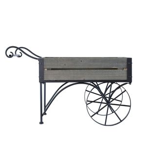 Carrello Portapiante Rustico Nero 24.4x12.6x15.4 per Arredamento da Giardino - Product Image 3