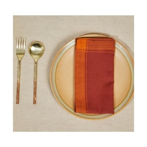 Best Hot Selling Home Mustard Black <b>Combination</b> Embroidered Accessories 100% Cotton Beige With Cloth Napkin Dining for Hotels - Product Image 3