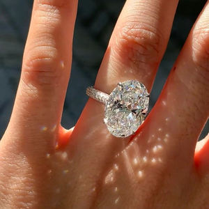Anillo de Diamante Cultivado en Laboratorio, Corte Ovalado, Color D, Certificado IGI, de Lujo, para Mujer, para Boda, Compromiso, Uso Diario, Joyería Fina - Product Image 2