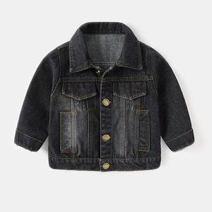Chaqueta de Mezclilla para Niños, Primavera-Otoño, Azul Clásico y Negro, Chaqueta de Algodón Lavado, Abrigo Informal para Niños Pequeños - Product Image 2