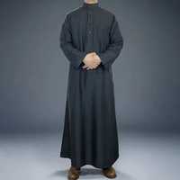 Qamis Homme de Qualité Supérieure Qatar Dubaï, Décontracté, Manches Longues, Longueur Cheville, Extensible Quadridirectionnel, Léger, Infroissable, Style Musulman
