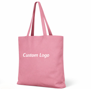 Custom Logo Printed Canvas Tote <b>Bag</b> <b>Large</b> Size <b>Shoulder</b> Handle Blank Shopping <b>Bag</b> for Daily Use Plain Pink Color - Product Image 6