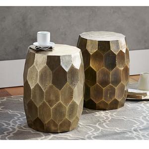 Mesa Auxiliar de Aluminio de Alta Calidad, Muebles de Primera Calidad, Detalles Metálicos, Mesa Otomana para Sala de Estar, Hogar u Hotel, en Latón - Product Image 3