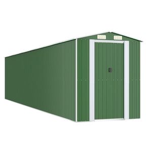 Abri de jardin en acier galvanisé vert de 75.6 po x 369.3 po x 87.8 po pour le rangement - Product Image 2